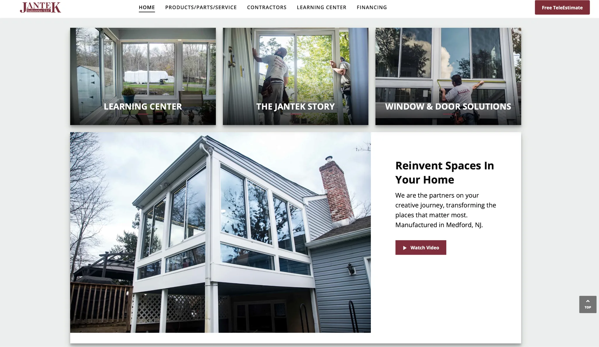 Simplified website with three clear navigation paths